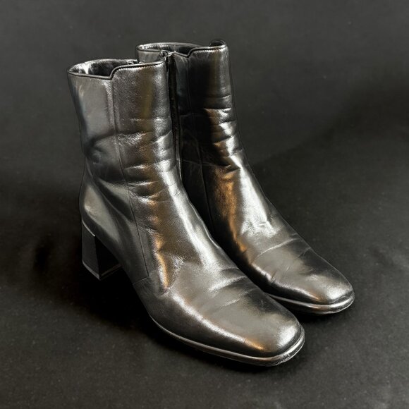 Salvatore Ferragamo Leather Zip Ankle Boots Size 8.5 AA - Picture 5 of 10